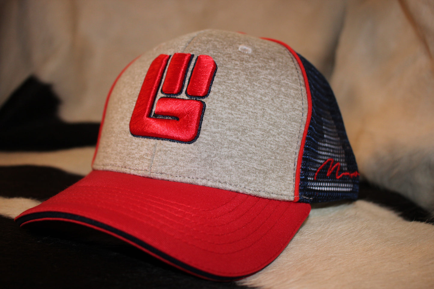 Heathered Grey and Red Never Give up Cap