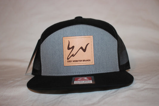 Black and Grey 7 Panel Trucker
